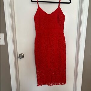 Bisou Bisou Red Lace Strapless-Inspired Sheath Dress